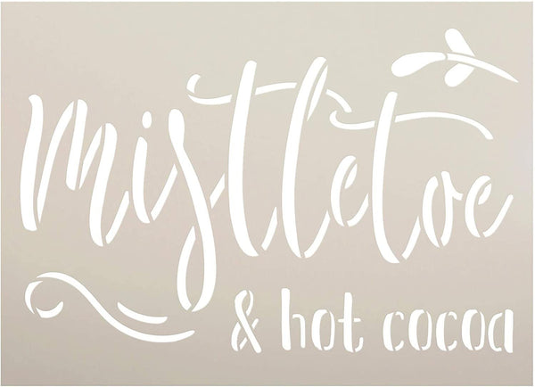 Mistletoe & Hot Cocoa Stencil by StudioR12 | DIY Christmas Holiday Home Decor | Craft & Paint Wood Sign | Reusable Mylar Template | Winter Cursive Script Gift | Select Size