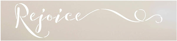 Rejoice Cursive Script Stencil by StudioR12 | DIY Faith Inspiration Farmhouse Home Decor | Craft & Paint Wood Sign | Reusable Mylar Template | Encourage Quote | Select Size