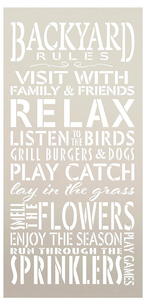Backyard Rules Stencil by StudioR12 | Reusable Mylar Template | Use to Paint Wood Signs - Wall Art - Pallets - DIY Summer Season - Yard Home Decor - SELECT SIZE (9