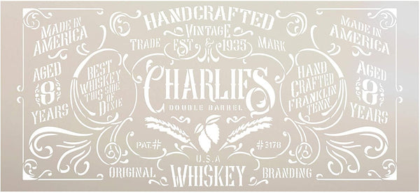 Handcrafted Vintage Whiskey Stencil by StudioR12 | DIY Victorian Liquor Home Decor Gift | Craft Paint Wood Sign Reusable Mylar Template | Select Size