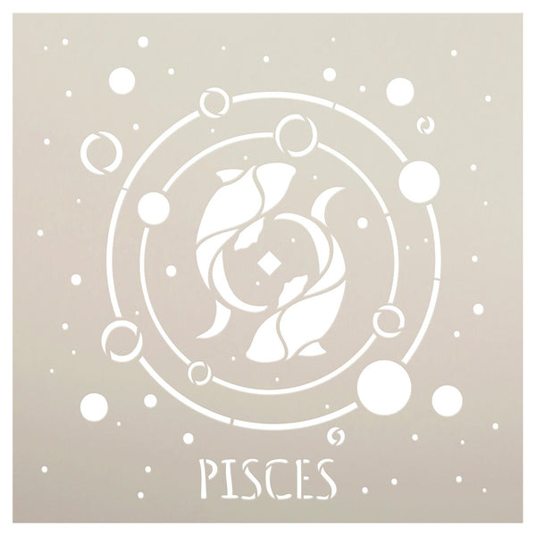Pisces Astrological Stencil by StudioR12 | DIY Star Sign Zodiac Bedroom & Home Decor | Craft & Paint Celestial Wood Signs | STCL5141