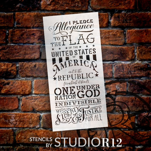 Pledge of Allegiance Stencil by StudioR12 | Patriotic American Word Art - Large 12 x 24-inch Reusable Mylar Template | Painting, Chalk, Mixed Media | Use for Wall Art, DIY Home Decor - STCL1250_2