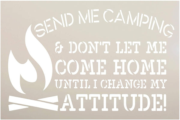 Send Me Camping Stencil by StudioR12 | DIY Adventure Home Bonfire Decor | Craft & Paint Wood Sign | Reusable Mylar Template | Gift - Children - Family | Select Size