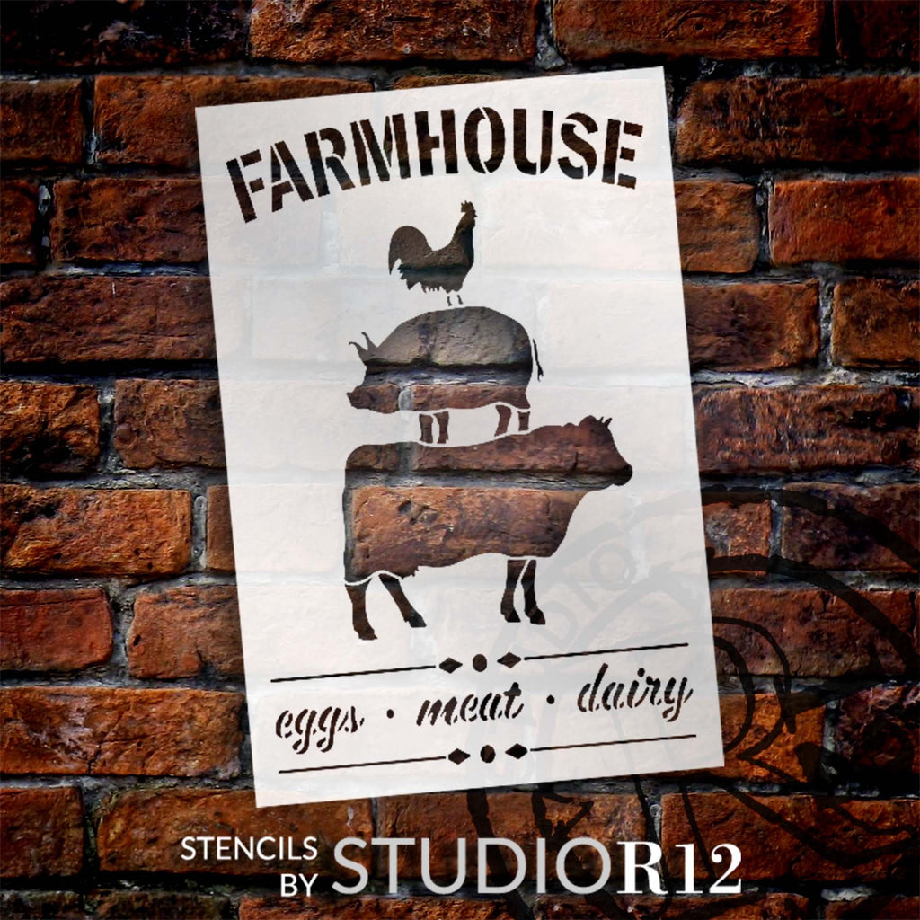 Eggs Meat Dairy Animal Stack Stencil by StudioR12 STCL6250