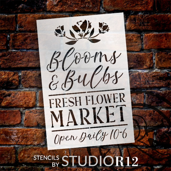Blooms & Bulbs Fresh Flower Market Stencil by StudioR12 | Summer, Farmer's Market | Craft DIY Garden & Patio Decor | Painting Ideas | Select Size | STCL6376