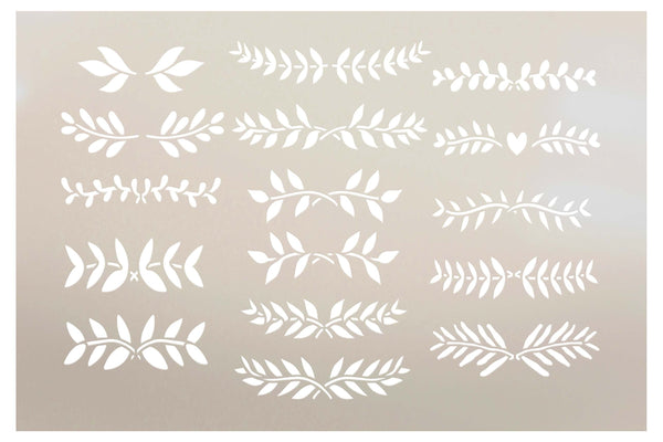 Greenery Embellishments Stencil by StudioR12 | Craft DIY Plant Home Decor | Paint Botanical Wood Sign | Reusable Mylar Template | Select Size | STCL6038
