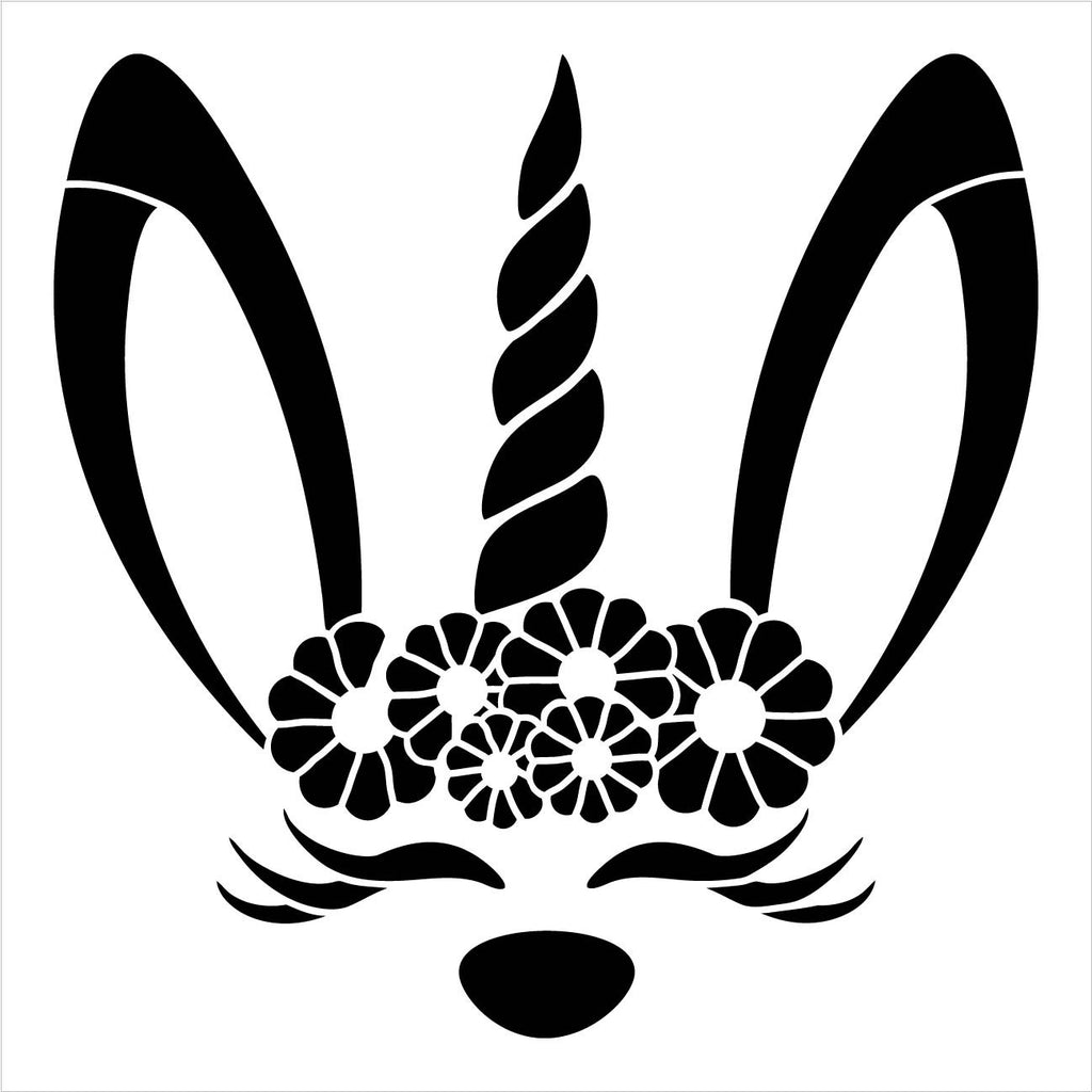 Bunny Spring Easter Stencil with Flower Crown by StudioR12