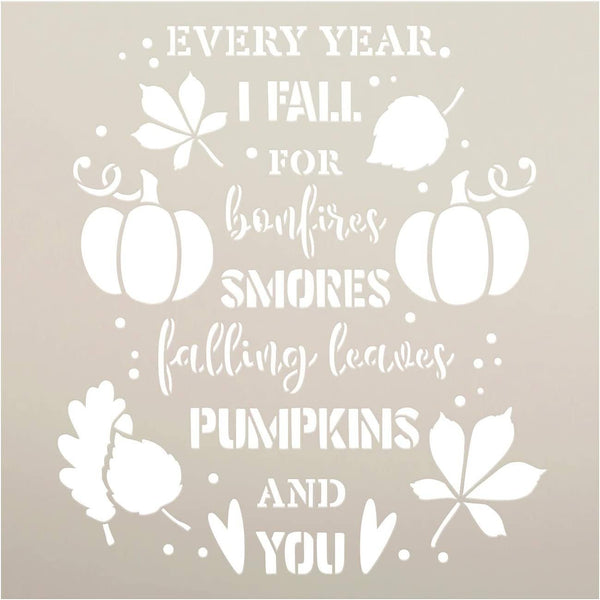 Fall - Smores - Pumpkins - You Stencil by StudioR12 | DIY Autumn Farmhouse Home Decor | Craft & Paint Wood Sign | Reusable Mylar Template | Bonfire Leaf Leaves | Select Size