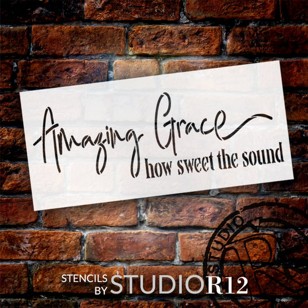 Amazing Grace How Sweet The Sound Stencil by StudioR12 | Song Lyrics | Craft DIY Extra Large Living Room Decor | Paint Jumbo Wood Sign | Select Size | STCL6166