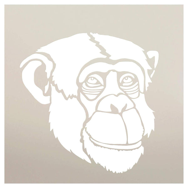 Chimp Portrait Stencil by StudioR12 | Zoo Animals | Nature DIY Kids Family Gift | Craft School Home Decor | Activity Nursery Play Room Wall Decor | Reusable Mylar Template Paint Wood Sign