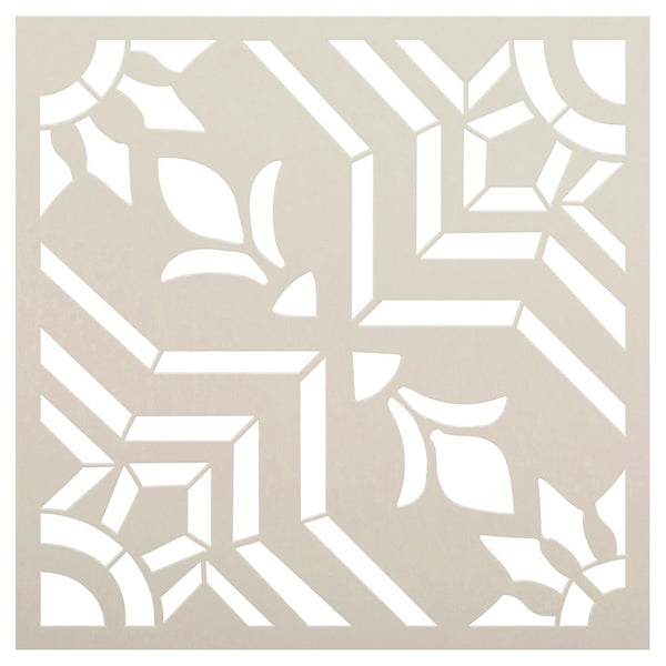 Ornate Floral Geometric Tile Stencil by StudioR12 | Reusable Quarter Pattern for DIY Kitchen Backsplash Bathroom Floor | Select Size | STCL5192