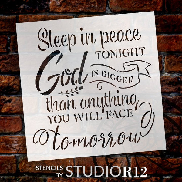 Sleep in Peace Tonight Stencil by StudioR12 | DIY Inspiration Faith Quote Bedroom & Home Decor | Craft Paint Wood Signs | Select Size| STCL5382