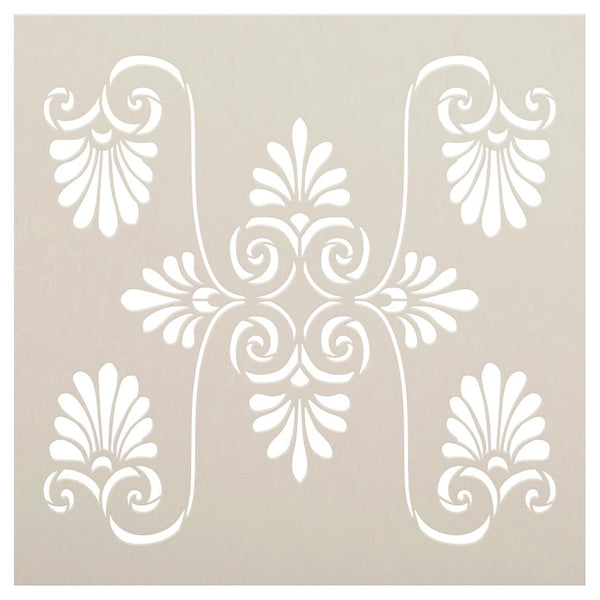 Palmette Swirl Pattern Tile Stencil by StudioR12 | DIY Greek Backsplash Home Decor | Craft & Paint Wood Sign | Reusable Mylar Template | Select Size | STCL5239