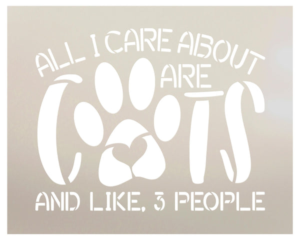 All I Care About are Cats Stencil by StudioR12 | DIY Pet Pawprint Home Decor | Craft & Paint Wood Sign | Select Size | STCL5760