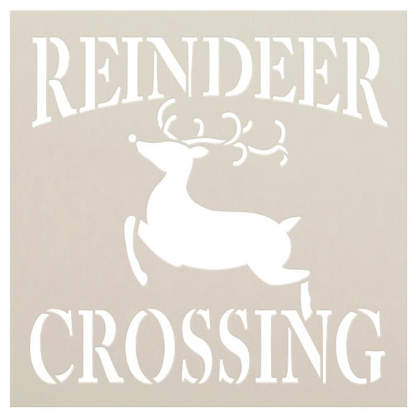 Reindeer Crossing Stencil with Curly Antlers by StudioR12 - Select Size - USA Made | Christmas North Pole | Craft & Paint Holiday Winter Wood Signs | STCL2916