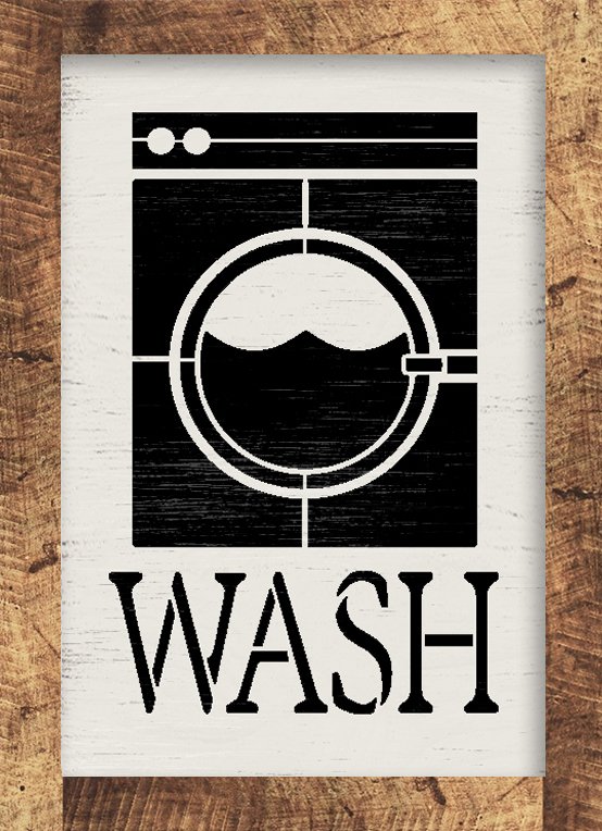 Wash Laundry Room Stencil by StudioR12 | DIY Cleaning Chore Home Decor | Craft & Paint Washer Dryer Wood Sign | Reusable Mylar Template | Select Size | STCL5662
