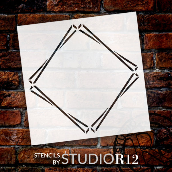Tilted Double Square Geometric Frame Stencil by StudioR12 - Select Size - USA MADE - Craft DIY Contemporary Home Decor | Paint Wood Sign - Invitation | STCL5984