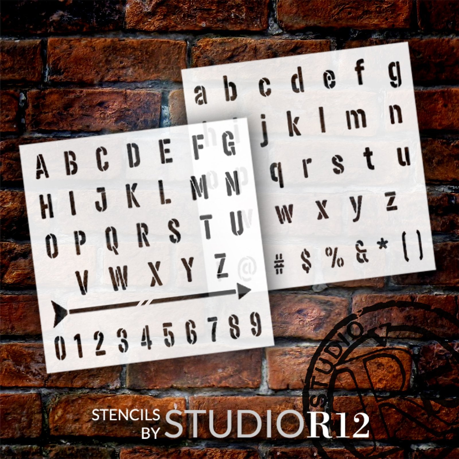 Brush Script Lettering Stencils by StudioR12 Reusable Full
