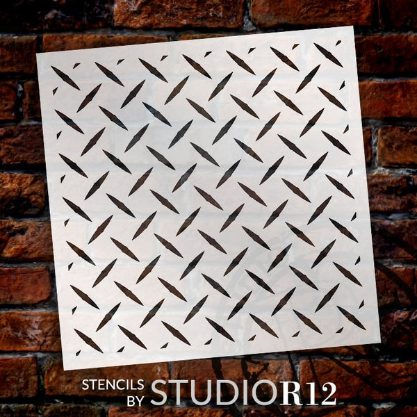Diamond Plate Stencil by StudioR12 | Geometric Repeatable Pattern Stencils for Painting | Reusable Mixed Media Template | Select Size | STCL5449