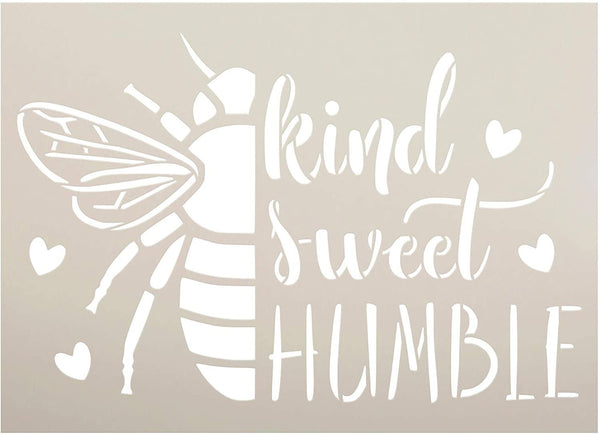BEE Kind - Sweet - Humble Stencil by StudioR12 | DIY Bumblebee Home Decor | Craft & Paint Wood Sign | Reusable Mylar Template | Sweet Cursive Script Heart |Select Size