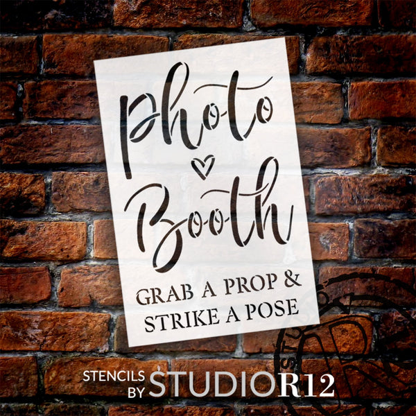 Photo Booth Sign Stencil by StudioR12 | Craft DIY Wedding Decor | Paint Wood Sign | Reusable Mylar Template | Select Size | STCL6088