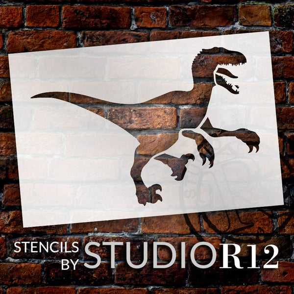 Velociraptor Stencil by StudioR12 | DIY Nursery & Bedroom Decor | Create Dino Party Decorations | Craft & Paint Wood Sign | Select Size