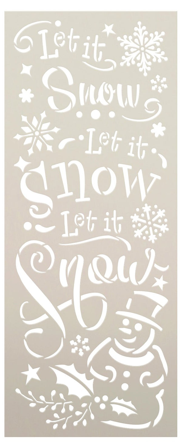 Let It Snow Stencil with Snowman by StudioR12 | DIY Winter Snowflake Home Decor | Craft & Paint Holiday Wood Signs | Select Size | STCL3636