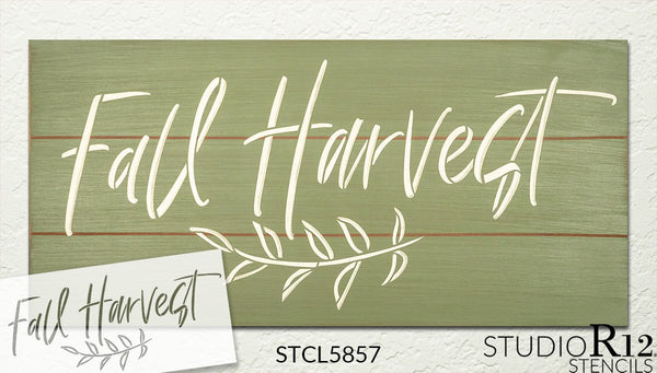 Fall Harvest Stencil by StudioR12 | DIY Autumn Wheat Farmhouse Art Home Decor | Craft & Paint Elegant Wood Sign Reusable Mylar Template | Select Size | STCL5857