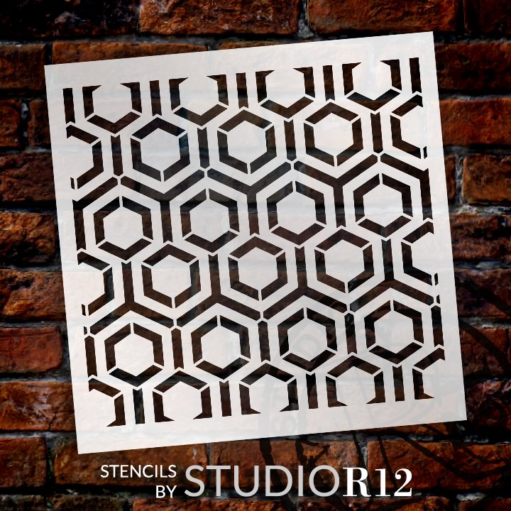 Radiating Hexagon Stencil by StudioR12 Geometric Repeatable Pattern Stencils for Painting Reusable Mixed Media Template Select Size 18 x 18 inch