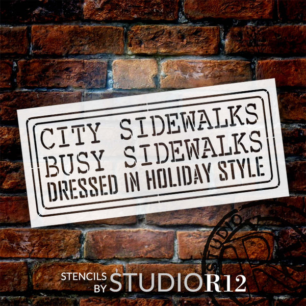 City Sidewalks Busy Sidewalks Stencil by StudioR12 | Craft DIY Christmas Home Decor | Paint Winter Wood Sign | Reusable Mylar Template | Select Size | STCL6195