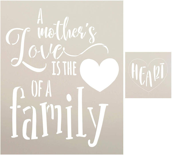 A Mother's Love 2-Part Stencil with Heart by StudioR12 | DIY Family Home Decor | Rustic Cursive Script Word Art |  Select Size | STCL3284