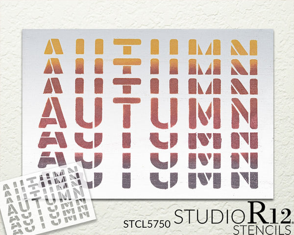 Autumn Gradient Echo Word Art Stencil by StudioR12 | DIY Seasonal Fall Home Decor | Craft & Paint Wood Sign | Reusable Mylar Template | Select Size | STCL5750