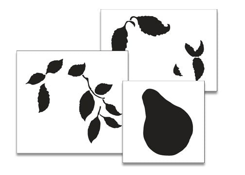 Pear & Leaves 3 Part Stencil Set by StudioR12 | DIY Kitchen Clock | Fits Clock Sizes 6