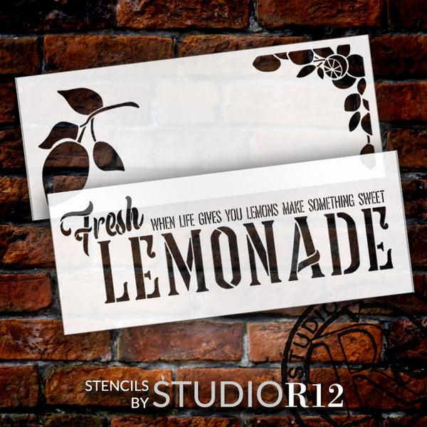 Fresh Lemonade 2 Part Stencil by StudioR12 | When Life Gives You Lemons | DIY Lemon Kitchen Decor | Paint Wood Signs | Select Size | STCL5444