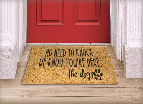 No Need to Knock Stencil by StudioR12 | The Dogs Know You're Here | DIY Doormat | Craft & Paint Pet Lover Home Decor | Select Size | STCL5544