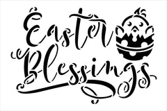 Easter Blessings Stencil with Chicks by StudioR12 DIY Spring Script Home Decor Craft & Paint Farmhouse Wood Signs Select Size 7.5 x 5 inch