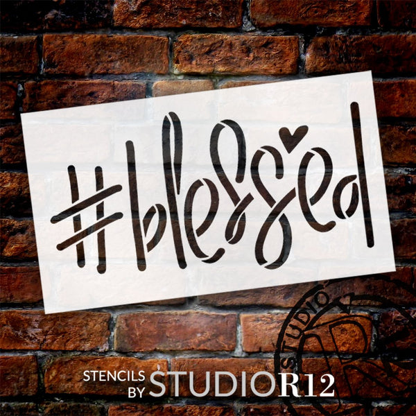 #Blessed Stencil by StudioR12 | Craft DIY Hashtag Heart Home Decor | Paint Faith & Inspiration Wood Sign | Reusable Mylar Templates | Select Size | STCL5691