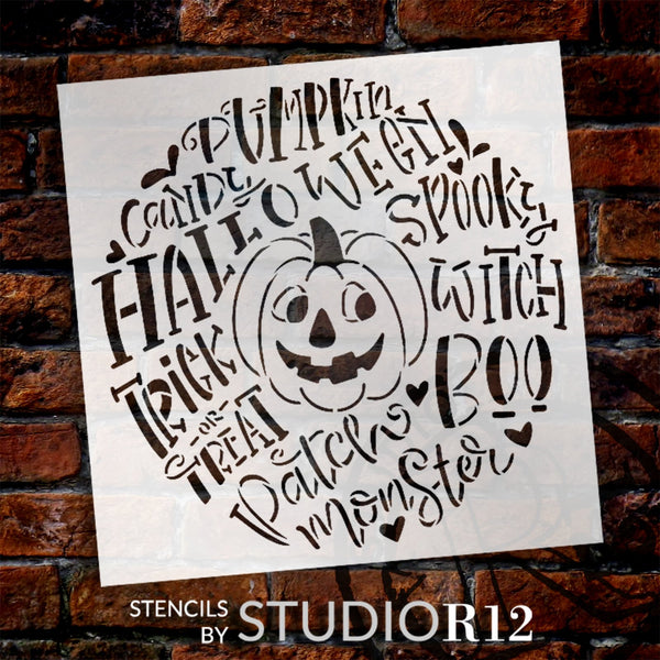 Halloween Pumpkin Spooky Typography Stencil by StudioR12 - Select Size - USA Made - Craft DIY Fall Living Room Decor | Paint Patio Wood Sign | STCL6623