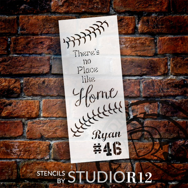Personalized No Place Like Home Baseball Stencil by StudioR12 - Select Size - USA Made - Craft DIY Custom Sports Home Decor | Paint Wood Sign for Athletes | Reusable Mylar Template | PRST5413