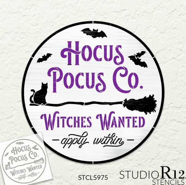 Hocus Pocus Co Stencil by StudioR12 | Craft DIY Halloween Home Decor | Paint Fall Autumn Wood Sign | Reusable Mylar Template | Select Size | STCL5975