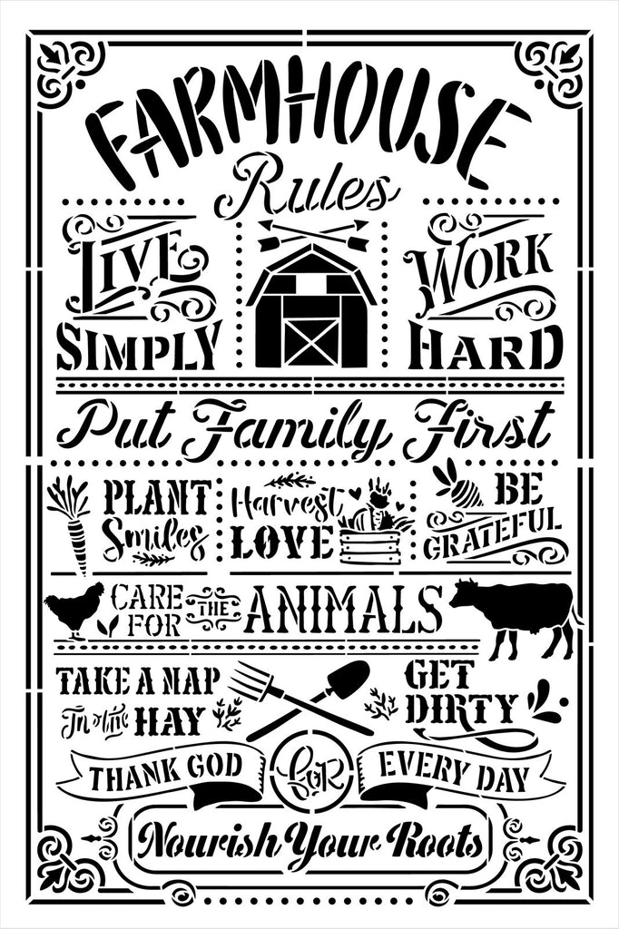 Farmhouse Rules Stencil by StudioR12 - Select Size - USA Made – StudioR12  Stencils