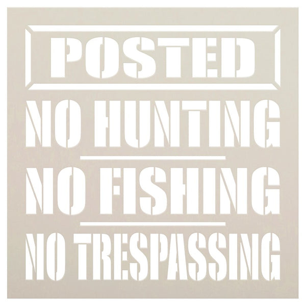 No Hunting No Fishing No Trespassing Stencil by StudioR12 | DIY Warning Sign Home Cabin Decor | Paint Outdoor Wood Signs | Select Size STCL5489