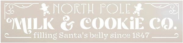North Pole Milk & Cookie Co Stencil by StudioR12 | DIY Christmas Holiday Home Decor | Craft & Paint Wood Sign Reusable Mylar Template Vintage Santa Gingerbread Select Size