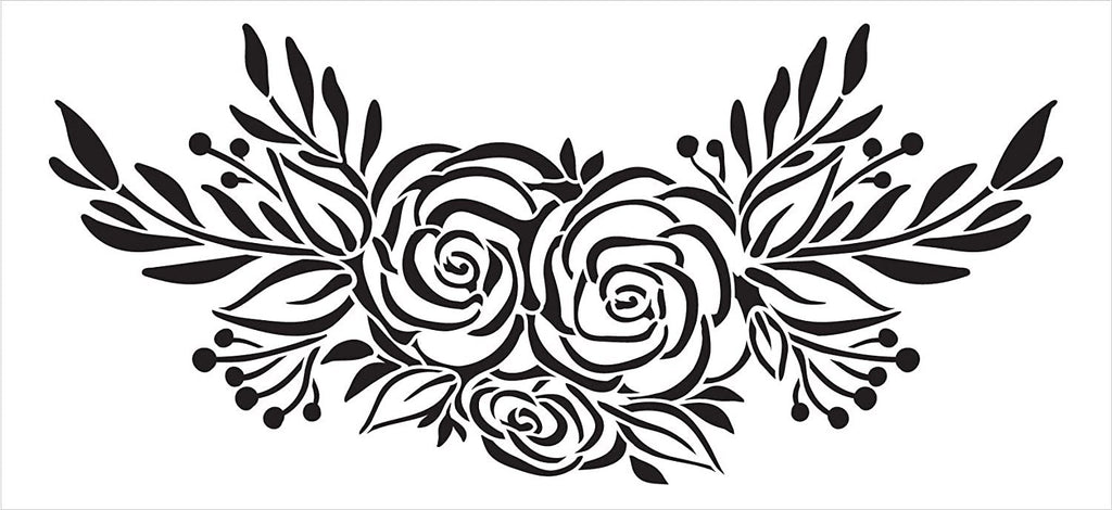 Rose Floral and Leaf Stencil