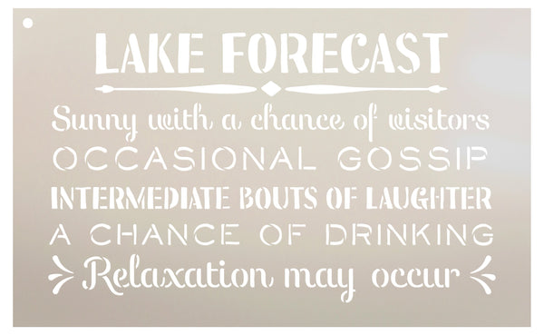 Lake Forecast - Sunny with a Chance of Visitors Stencil by StudioR12 | Reusable Mylar Template | Use to Paint Wood Signs - Front Door - Entry - Porch - DIY Summer Decor - Select Size (20
