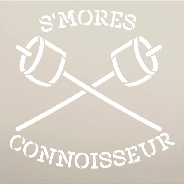 Smores Connoisseur Stencil by StudioR12 | DIY Camping Marshmallow Home Decor Gift | Craft & Paint Wood Sign | Reusable Mylar Template | Select Size
