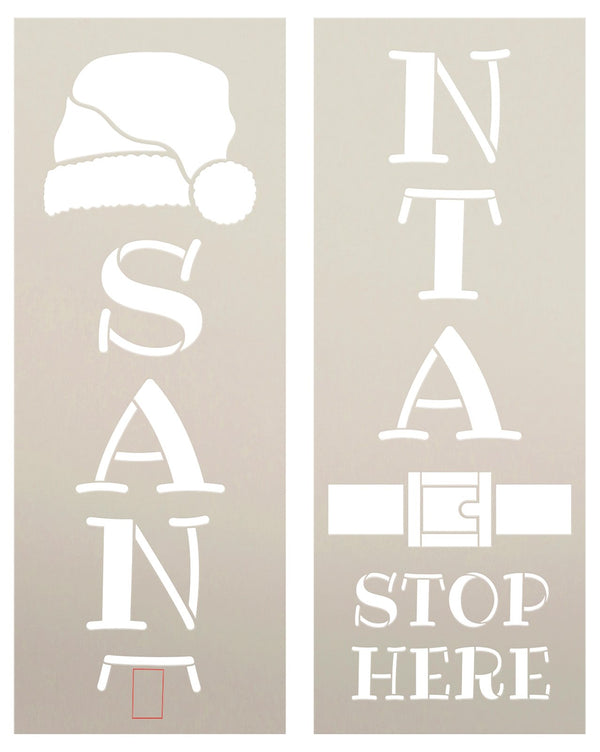 Santa Stop Here Porch Stencil by StudioR12 - Select Size - USA Made - Craft DIY Christmas & Winter Home Decor | Paint Word Art Wood Sign | STCL6743
