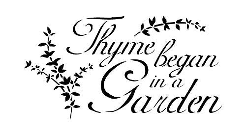 Thyme Began In A Garden Stencil by StudioR12 | Elegant Herb Garden Word Art - Reusable Mylar Template | Painting, Chalk, Mixed Media | Use for Crafting, DIY Home Decor - STCL417 SELECT SIZE