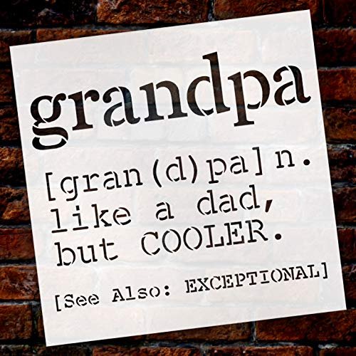 Definition of Grandpa Like A Grandpa But Cooler Stencil by StudioR12 | Wood Signs | Word Art Reusable | Painting Chalk Mixed Media Multi-Media | Use for Journaling DIY Home Choose Size