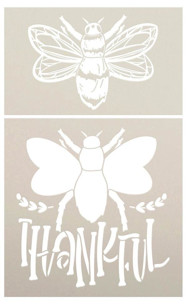 Be Thankful 2 Part Bee Stencil by StudioR12 | DIY Home & Bumble Bee Kitchen Decor | Craft & Paint Wood Signs | Select Size | STCL5690